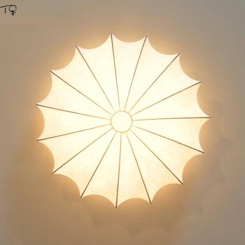 Plafonnier Japonais coréen chaud classique Zen Art tissu soie Led