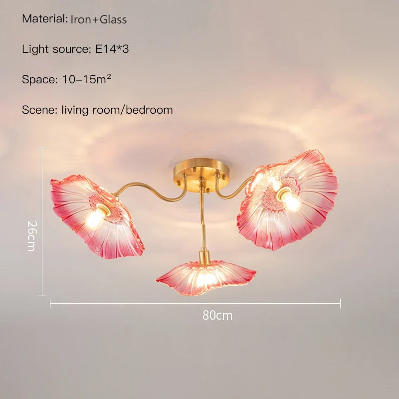 lustre nordique en fer avec verre et décoration dorée