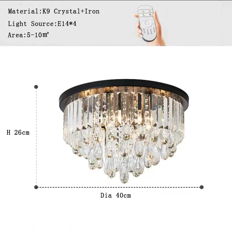 lustre led dimmable en cristal de style vintage luxueux