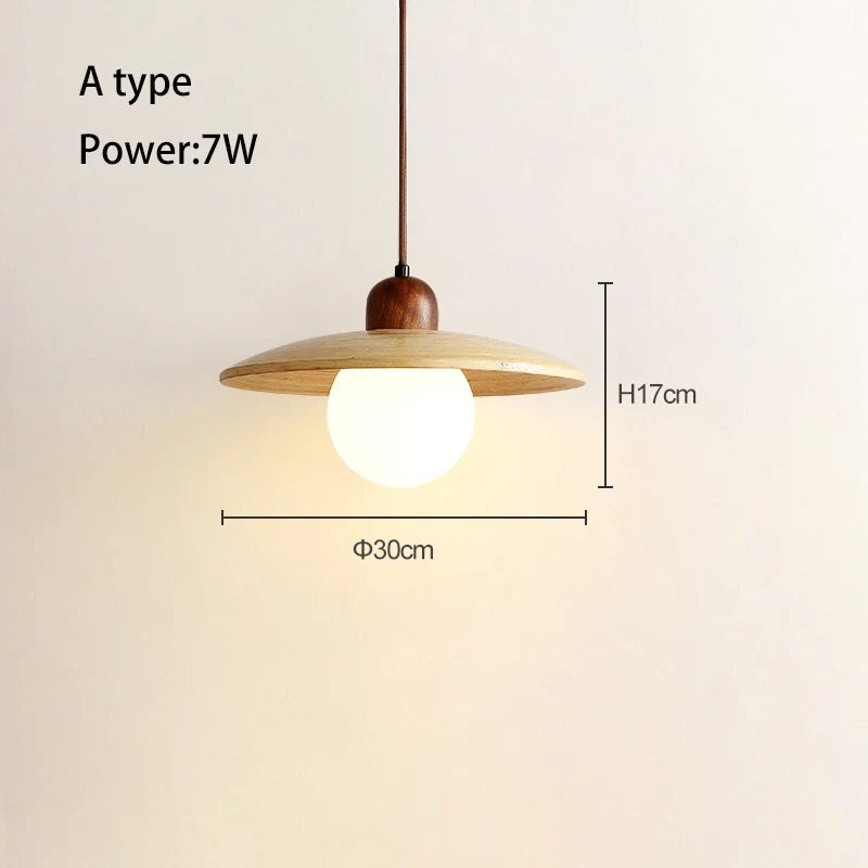Suspension de style japonais rétro en bois led