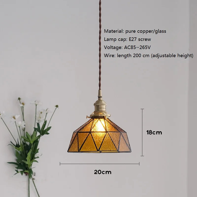 suspension design nordique vintage en laiton et verre