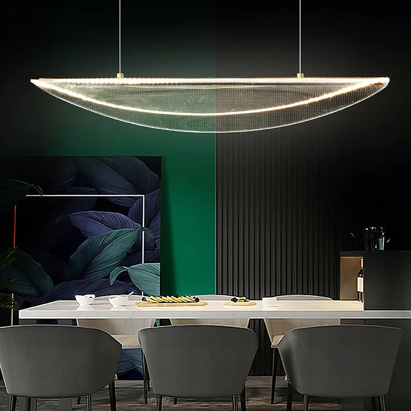 suspension moderne en fer incurvé avec éclairage led créatif