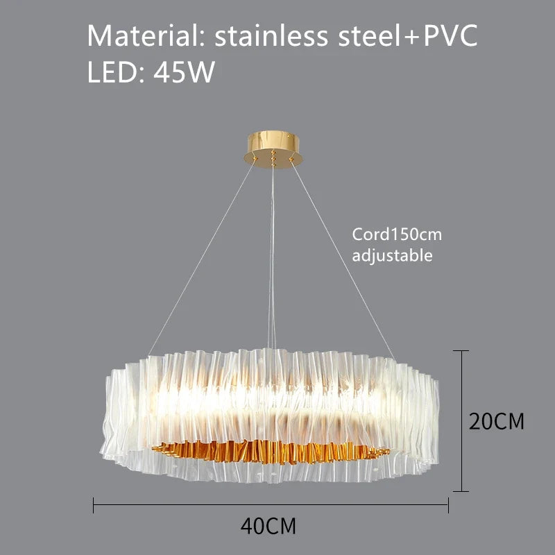 suspension design en pvc et acier inoxydable pour espaces intérieurs