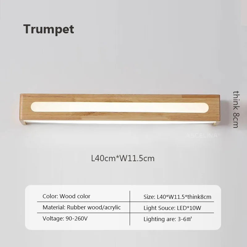 applique murale led nordique simple en bois pour éclairage intérieur