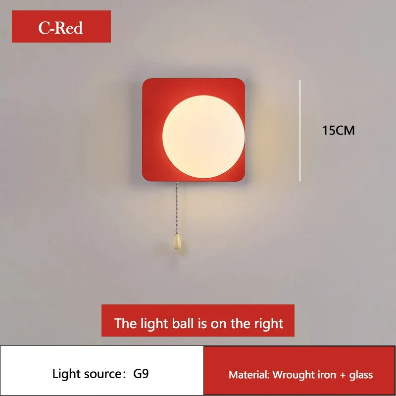applique murale moderne à led avec interrupteur en verre pour chambre d'enfant