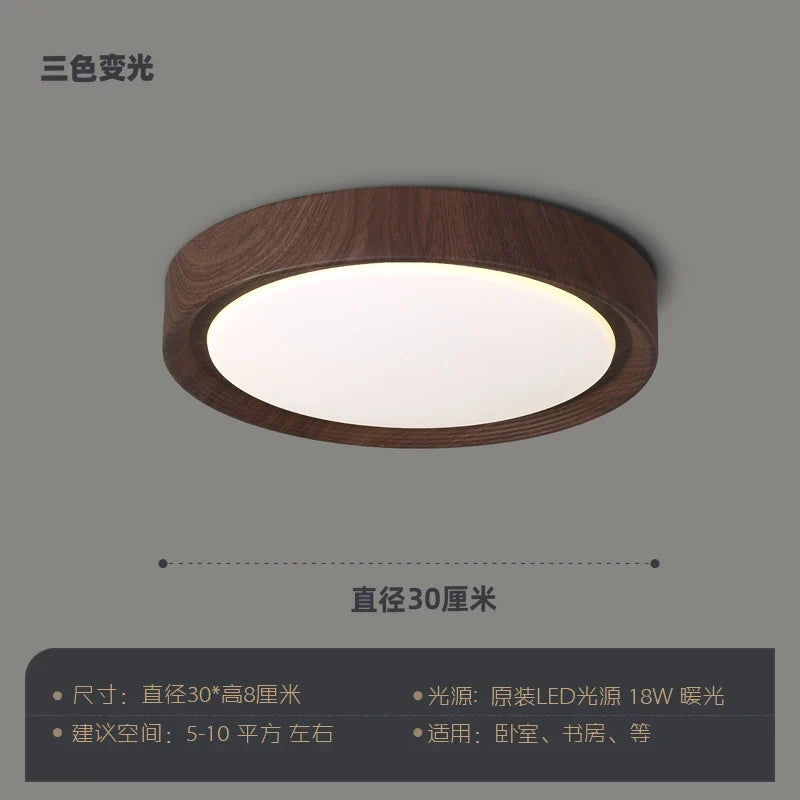 plafonnier led design nordique en bois et fer décoratif