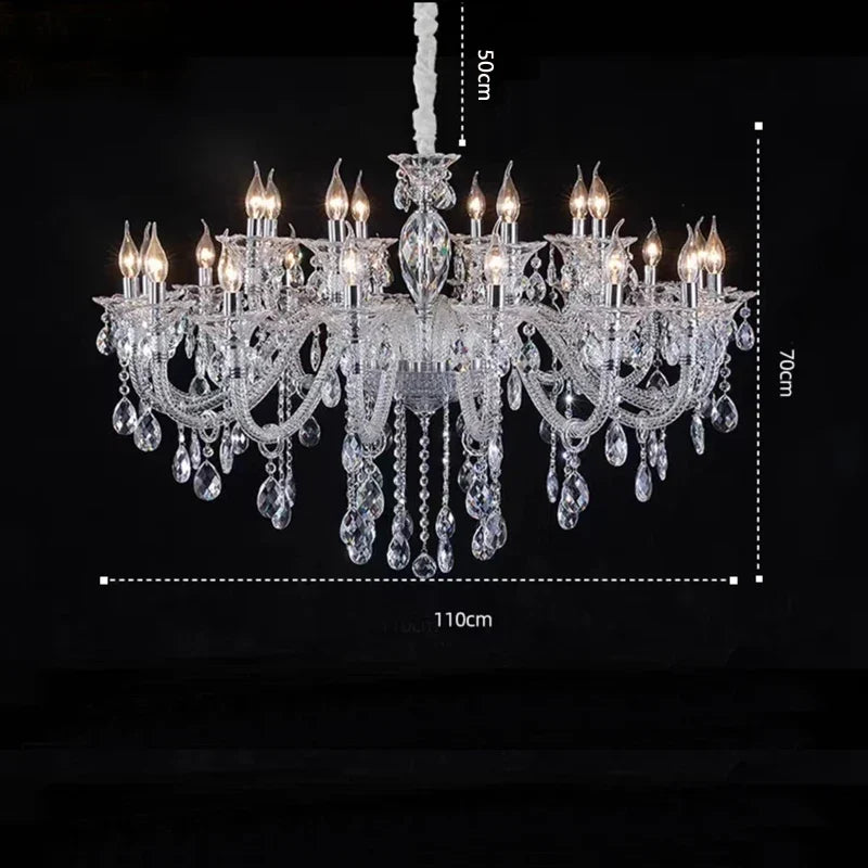 lustre moderne en verre cristal pour espace de luxe