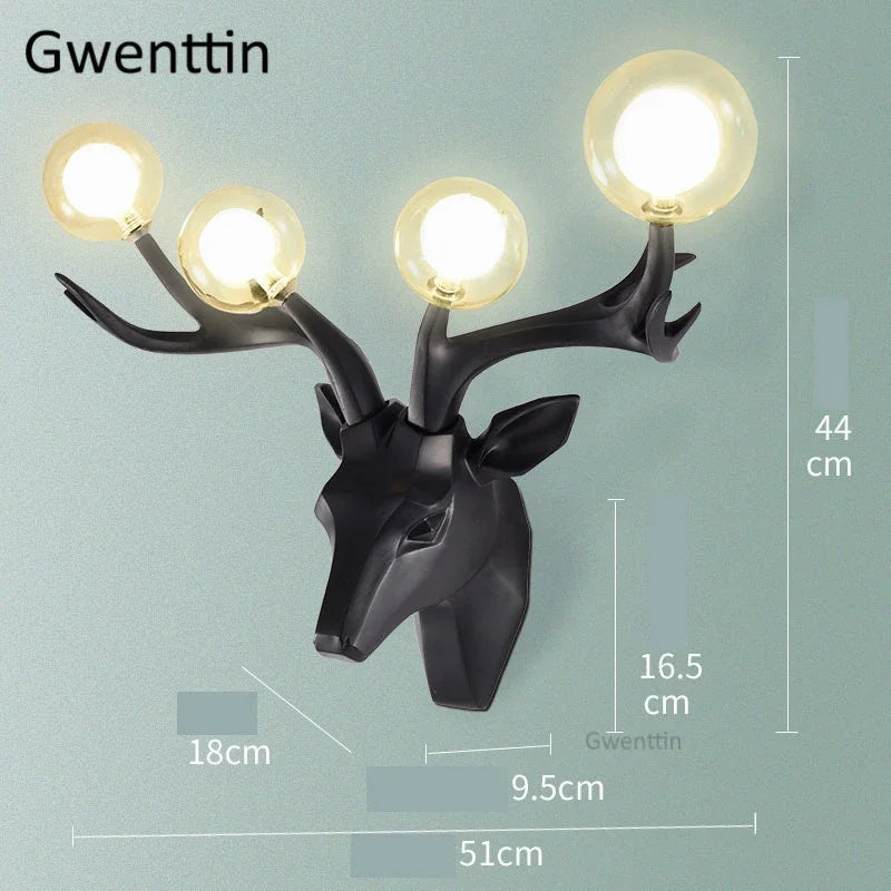 applique murale moderne en résine bois de cerf à led