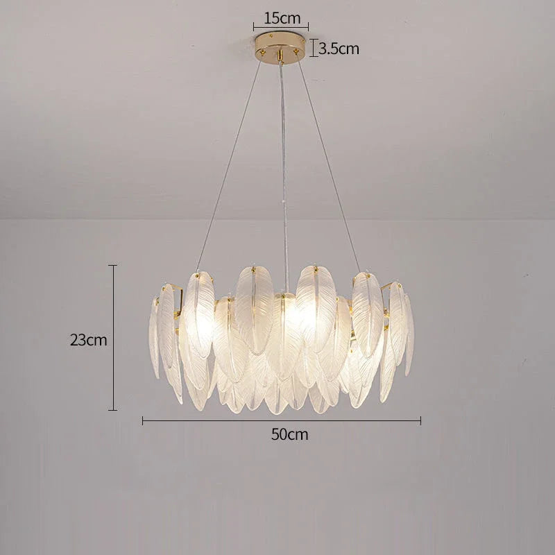 Feather Glass Led Chandelier Pendant Lights Suspension Hanging Lamp for Living Room Bedroom