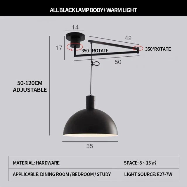 lustre pliable moderne nordique design télescopique pour intérieur contemporain