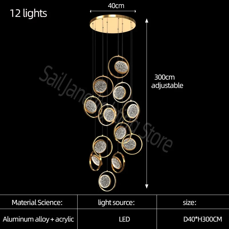 lustre minimaliste deluxe en anneau led pour villa