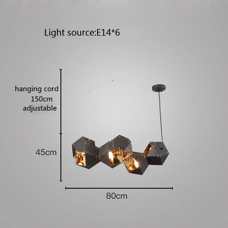 suspension led cube art déco style universel
