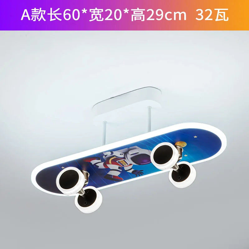plafonnier skateboard à intensité variable pour chambre enfant