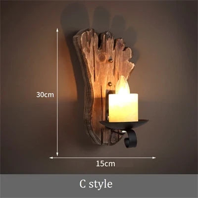 applique murale industrielle en bois style loft vintage