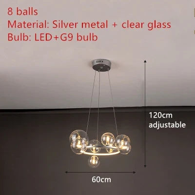 lustre en métal avec boule en verre pour décoration intérieure