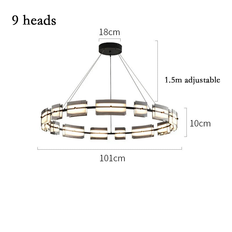 lustre led en verre style simple et moderne pour décoration intérieure