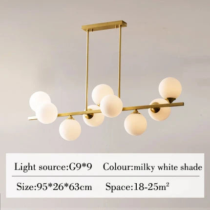 lustre suspendu en cuivre avec boule de verre pour décoration intérieure