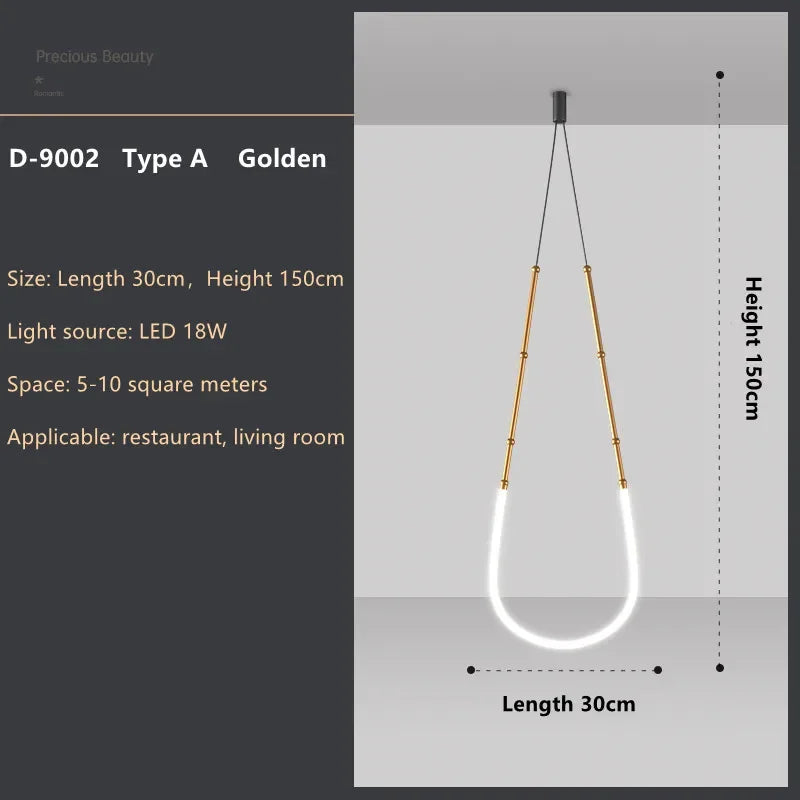 Italian New Restaurant LED Chandelier Modern Villa Living Room Creative Hanging Lamp Simple Line Lights Duplex Floor Chandeliers