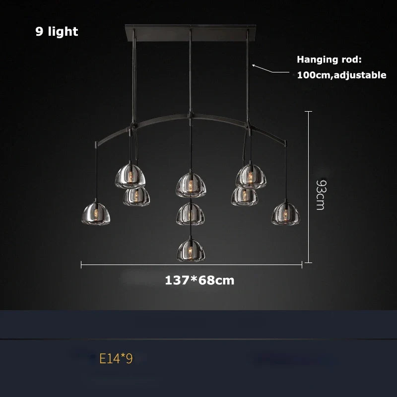 lustre rétro américain en laiton et cristal pour un éclairage élégant