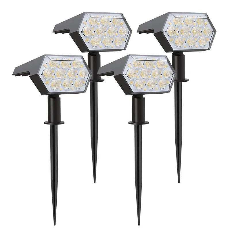 KHTO lumières solaires extérieures 92 LED spots solaires extérieurs IP67 étanche lampes de jardin solaires 2 en 1 pour porche de jardin de cour