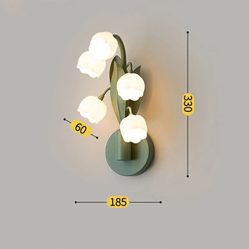 Applique murale Led style rural nordique maison fleurs muguet