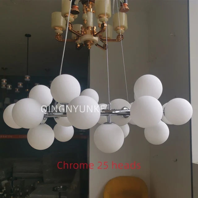 lustre nordique boule de verre led pour décor maison