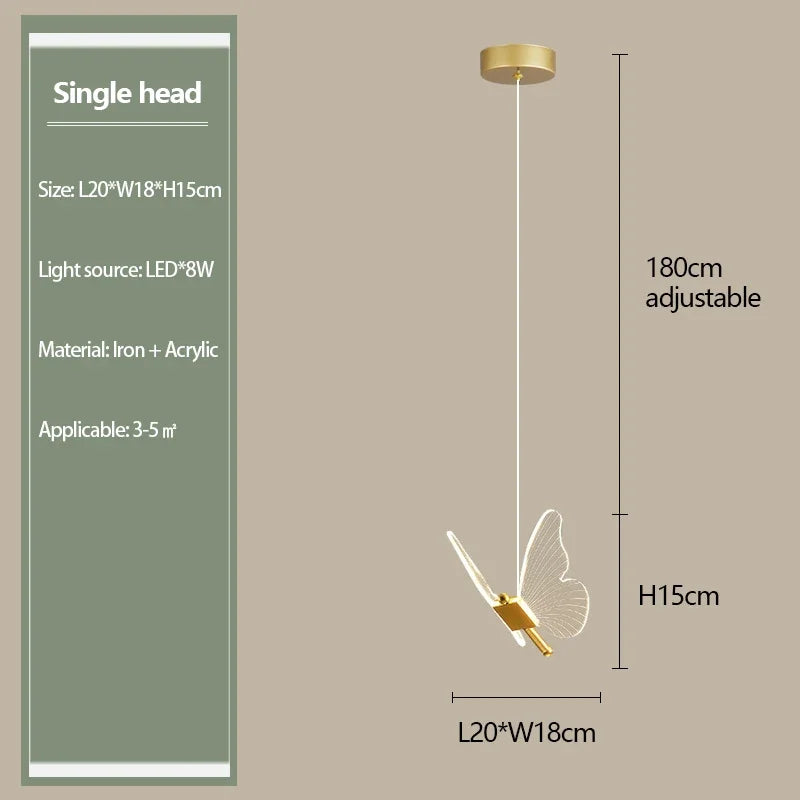 lustre papillon transparent design nordique suspension led