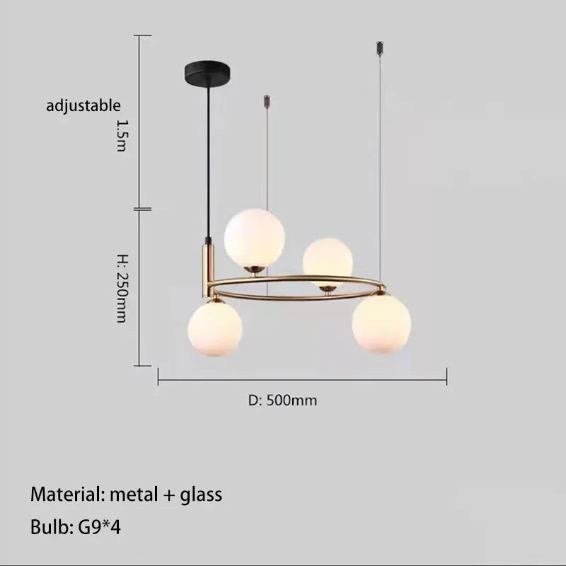 lustre nordique en verre led pour décoration maison