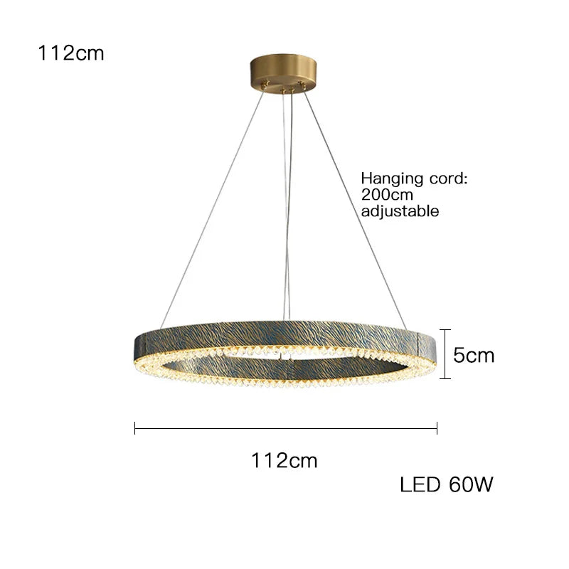 lustre en cristal cuivre postmoderne avec led dimmable
