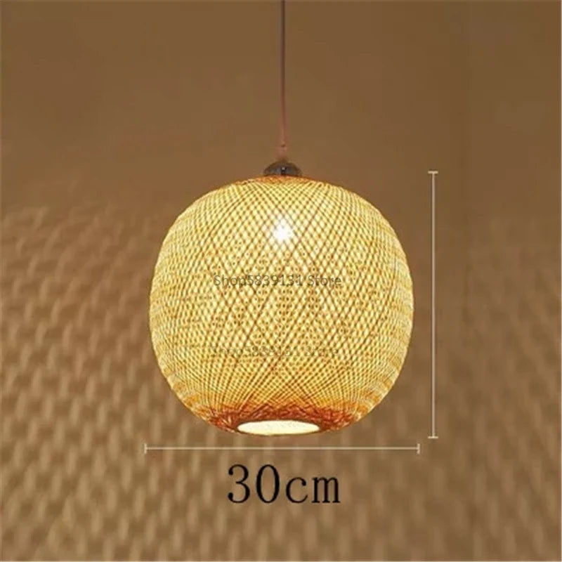 lustre moderne nordique en bambou tissé à la main led