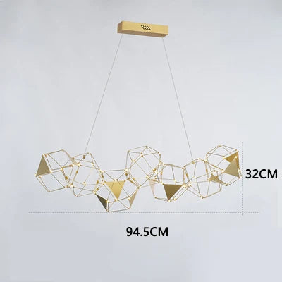 lustre luciole polygonal design nordique en acier inoxydable