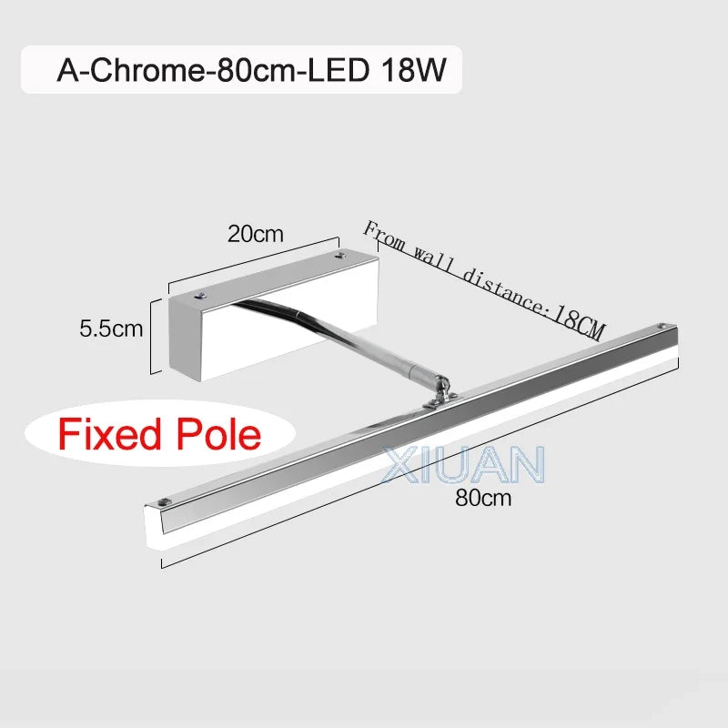 lampe frontale à miroir rétractable pour toilettes