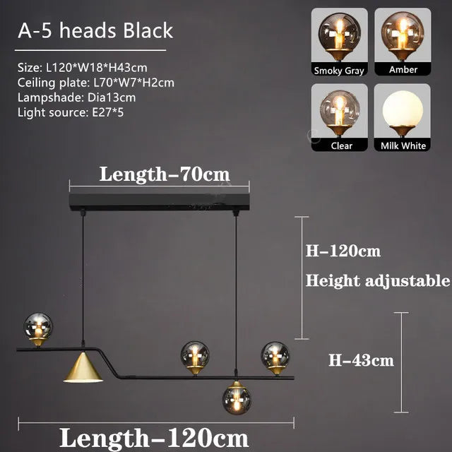 lustre moderne en verre LED pour intérieur décoratif