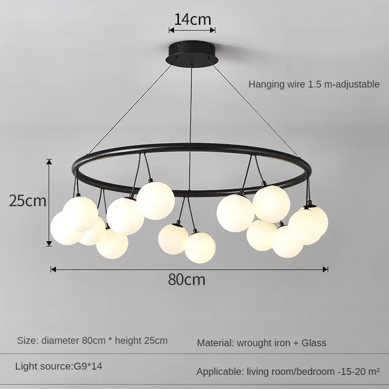 suspension circulaire design en verre pour intérieur moderne
