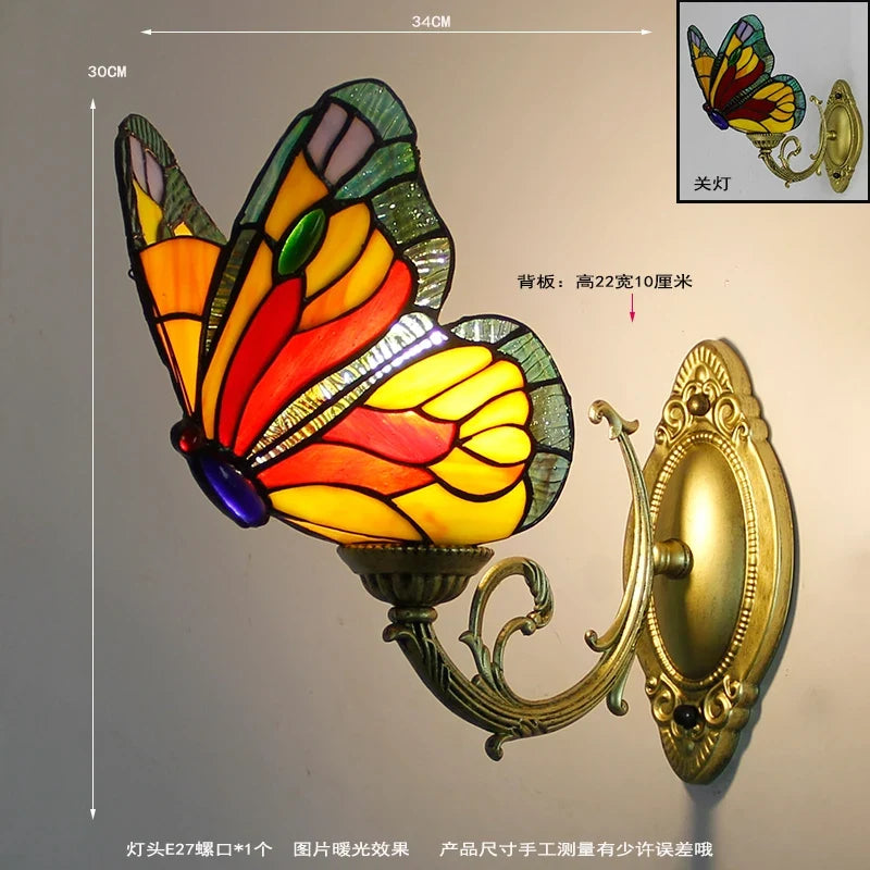 applique murale tiffany papillon décor méditerranéen vitrail miroir