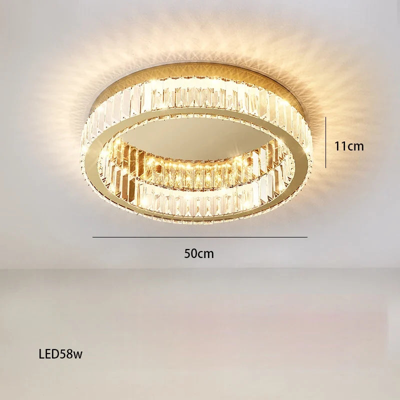 lustre en or et argent avec led dimmable rond