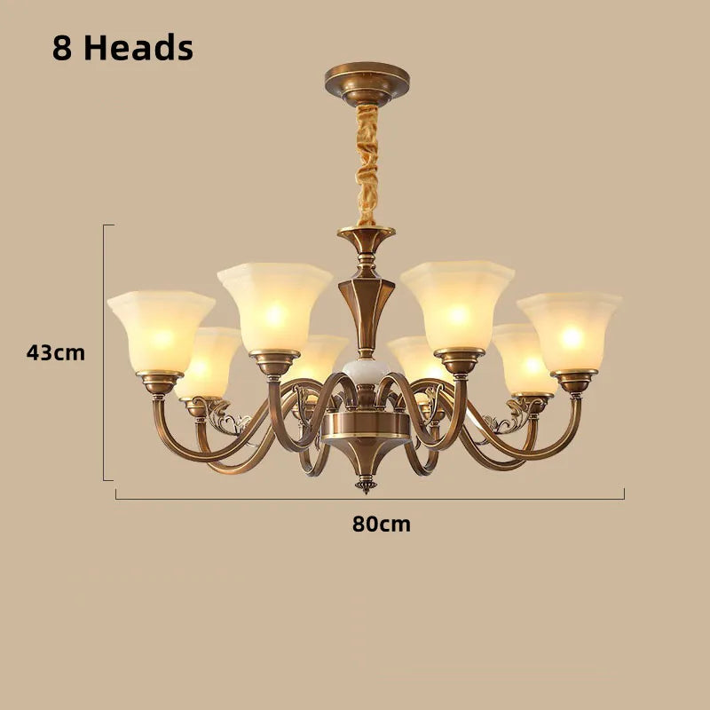lustre vintage en cuivre avec abat-jour en verre dépoli