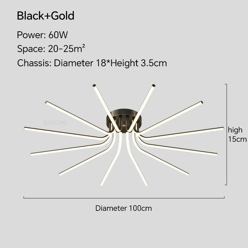 Plafonnier LED en cuivre au design moderne