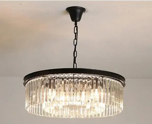 lustre rétro en métal avec chaîne suspendue et cristal