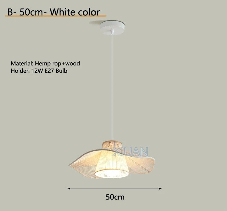 lustre suspendu wabi-sabi en corde de chanvre