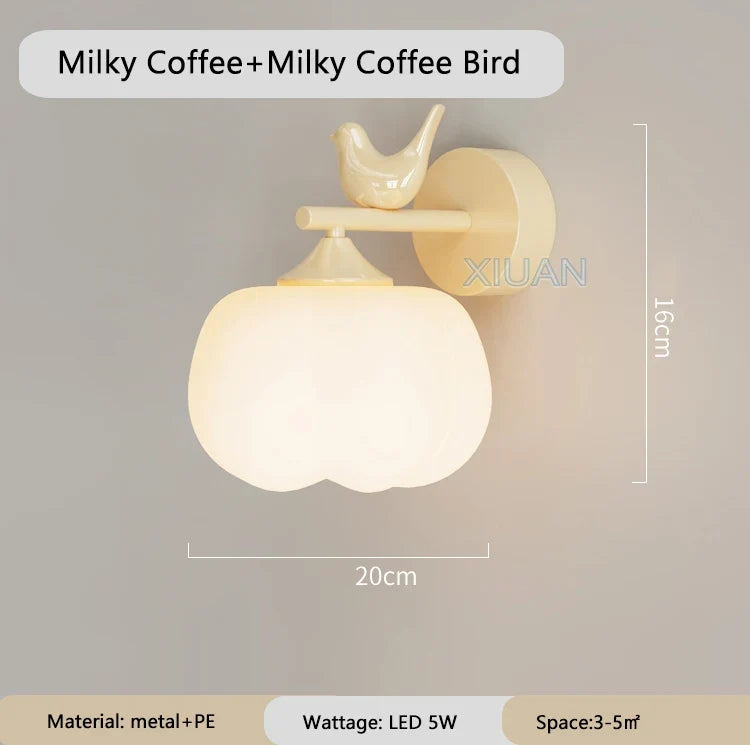applique murale moderne en pe avec abat-jour d'oiseau led