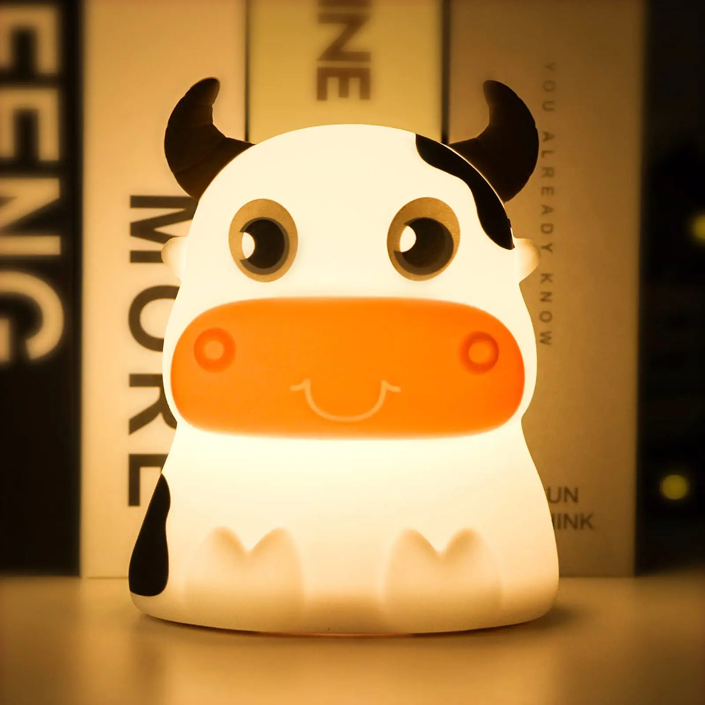 Lampe Mignon Vache Veilleuse À Distance Veilleuse 7 Couleurs En Silicone Souple Animal LED Pépinière Lampe De Nuit Chambre Décor Pour Bébé Infantile Enfant En Bas Âge