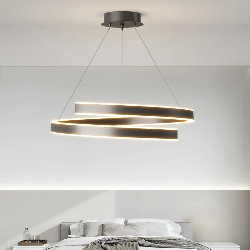 TONDI Lustre Simple Noir/Blanc adapté au Salon Salle à Manger Cuisine Lustre Rond éclairage décoration intérieure