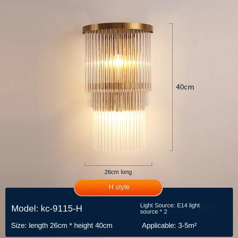 applique murale moderne en cristal rechargeable de luxe