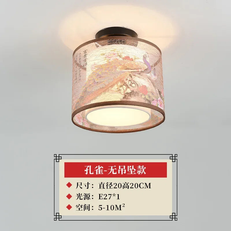 lustre chinois créatif lotus éclairage suspendu peinture décorative