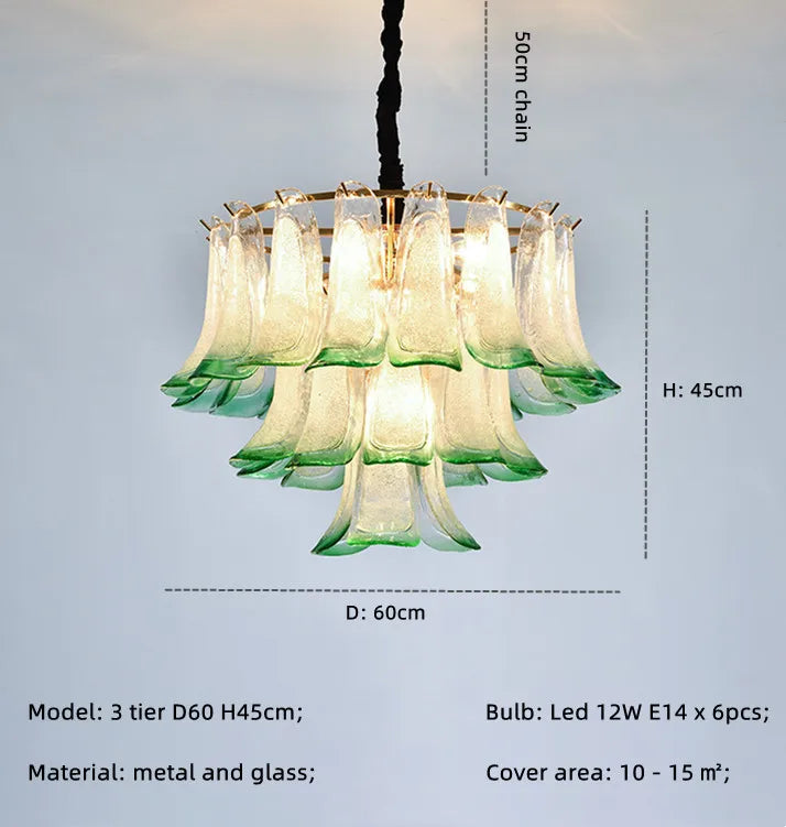 lustre de luxe en verre avec suspension led suspendu