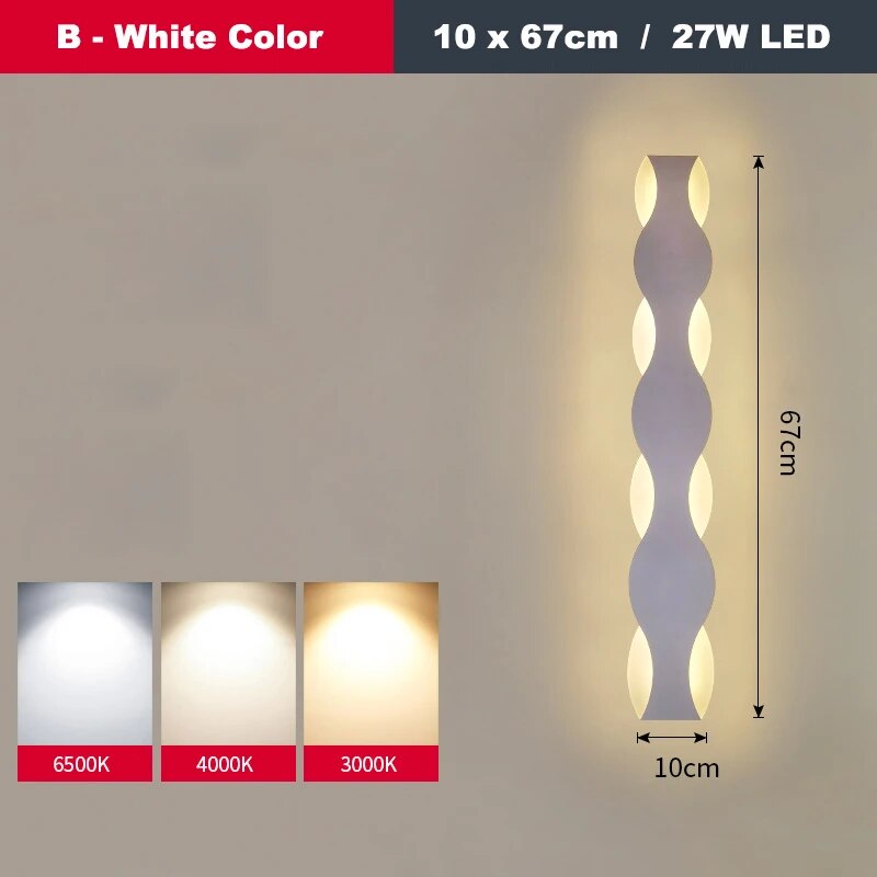 Applique murale LED moderne en forme de vague pour couloir intérieur