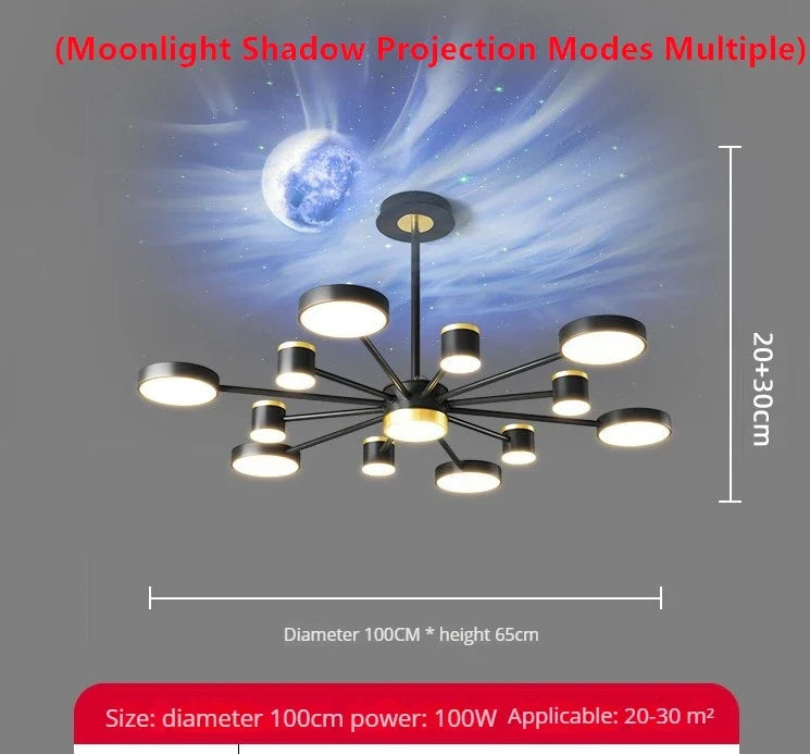 lustre led d'aurores boréales en cristal luxueux suspendu au plafond