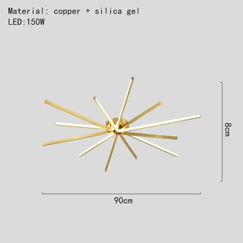 plafonnier led moderne en cuivre pour décoration artistique