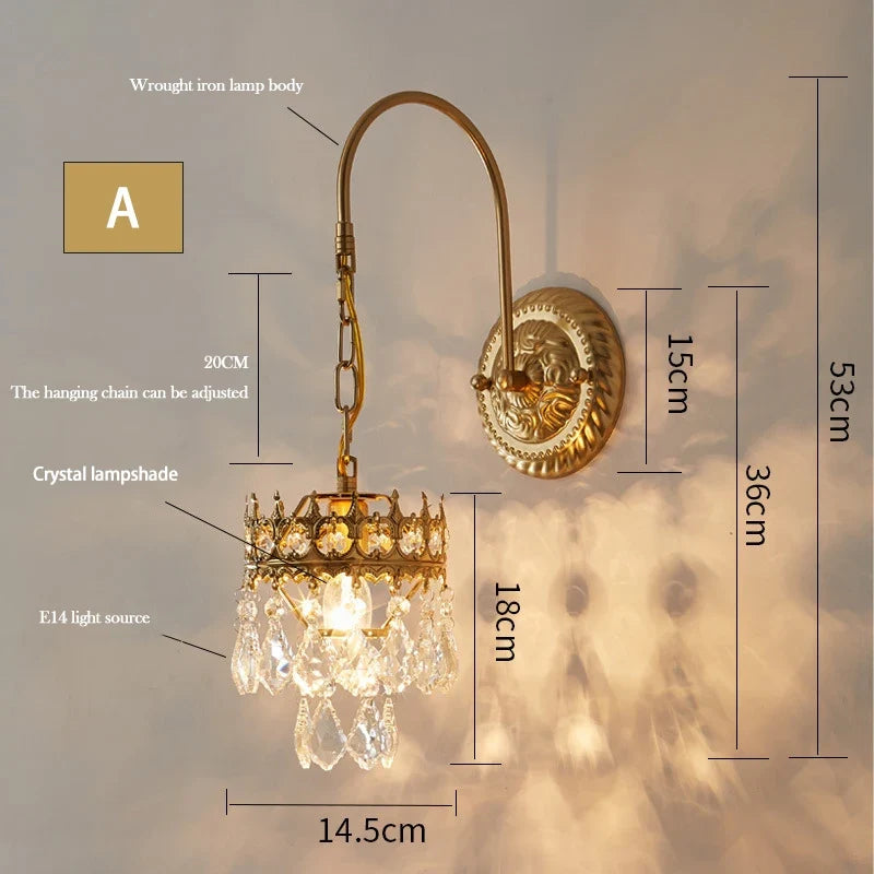 applique murale en cristal rétro pour décoration intérieure élégante